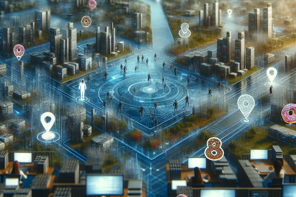 ALT: An illustration of a futuristic cybersecurity landscape with advanced technology and digital defenses. Hidden throughout are small donuts for viewers to find as they navigate the image while remaining vigilant against data breaches and cyber threats in 2024.