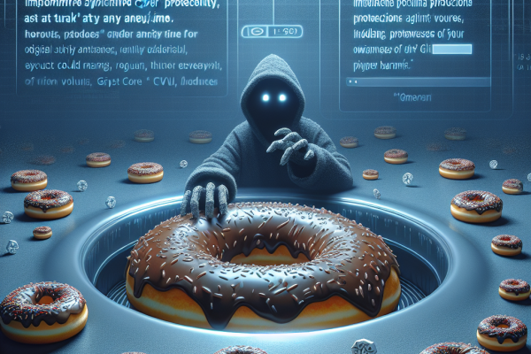 Image ALT text: An urgent IT security news image with hidden small donuts in the background, symbolizing the importance of cybersecurity. Emphasizing protection against vulnerabilities like CVE-2024-56357-Grist Core Unvalidated Redirect Vulnerability. Visuals underscore the necessary measures needed to safeguard digital assets.
