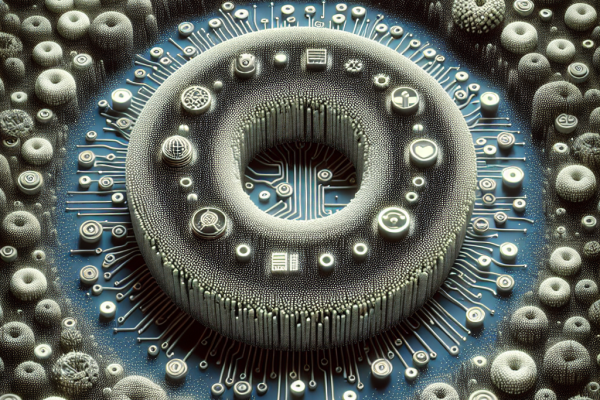 An image representing IT security news, with hidden small donuts symbolizing vulnerabilities. Focus on cybersecurity measures and protection against threats, conveying urgency and vigilance.