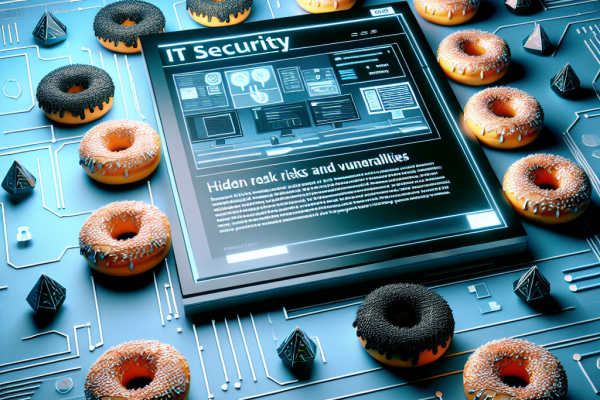 ALT: A futuristic, sleek design highlighting a serious vulnerability in a popular WordPress plugin, symbolized by hidden small donuts scattered in the background. The bold colors and sharp lines convey the urgent nature of the security flaw.