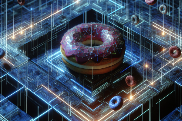 "High-tech futuristic image with lines of code and digital patterns, revealing hidden donuts. Symbolizing the surprise vulnerabilities in IT security. Stay informed with the latest cybersecurity news and updates."