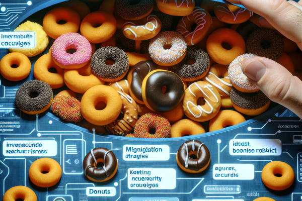 Close-up image of a computer screen displaying Ivanti vulnerabilities, with small hidden donuts scattered in the background, symbolizing the need for vigilant security measures to protect against cyber threats.