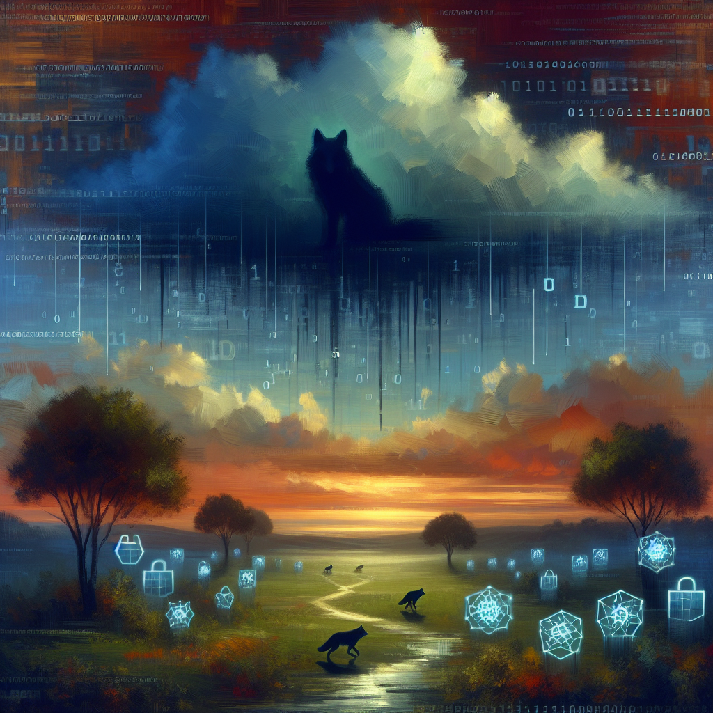 An image of a person working on a computer with a blurred background. Hidden in the background is a shadowy figure symbolizing a hidden threat. Text overlay reads "Can you spot the hidden threat in the background? Dive into the world of IT security news as we uncover the latest vulnerabilities and explore protection measures."