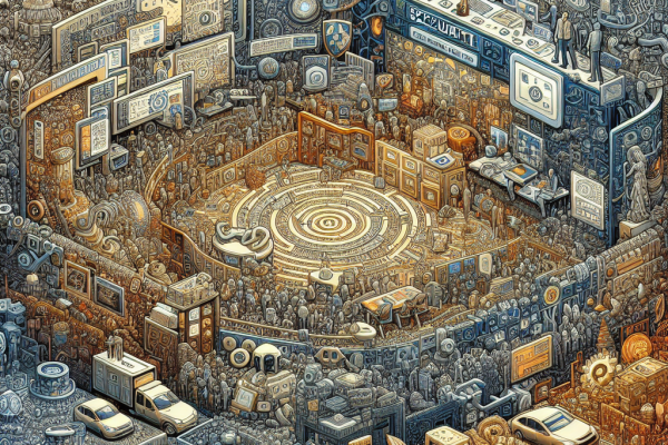 A computer screen displaying a colorful and busy graphic with hidden treats scattered throughout. Text reads "Can you spot the hidden treats in this image? Dive into the world of IT security news and uncover important information about recent vulnerabilities and protection measures."