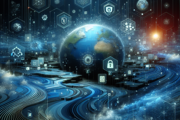 A graphic depicting a digital world with various computer icons and symbols. The text overlay reads: "Can you spot the hidden dangers lurking in the digital world? Dive into the world of IT security news and uncover the hidden threats that could be lurking in your system. Keep your guard up and protect yourself from potential vulnerabilities with the latest updates and security patches. Stay one step ahead of cybercriminals and keep your data safe from harm."