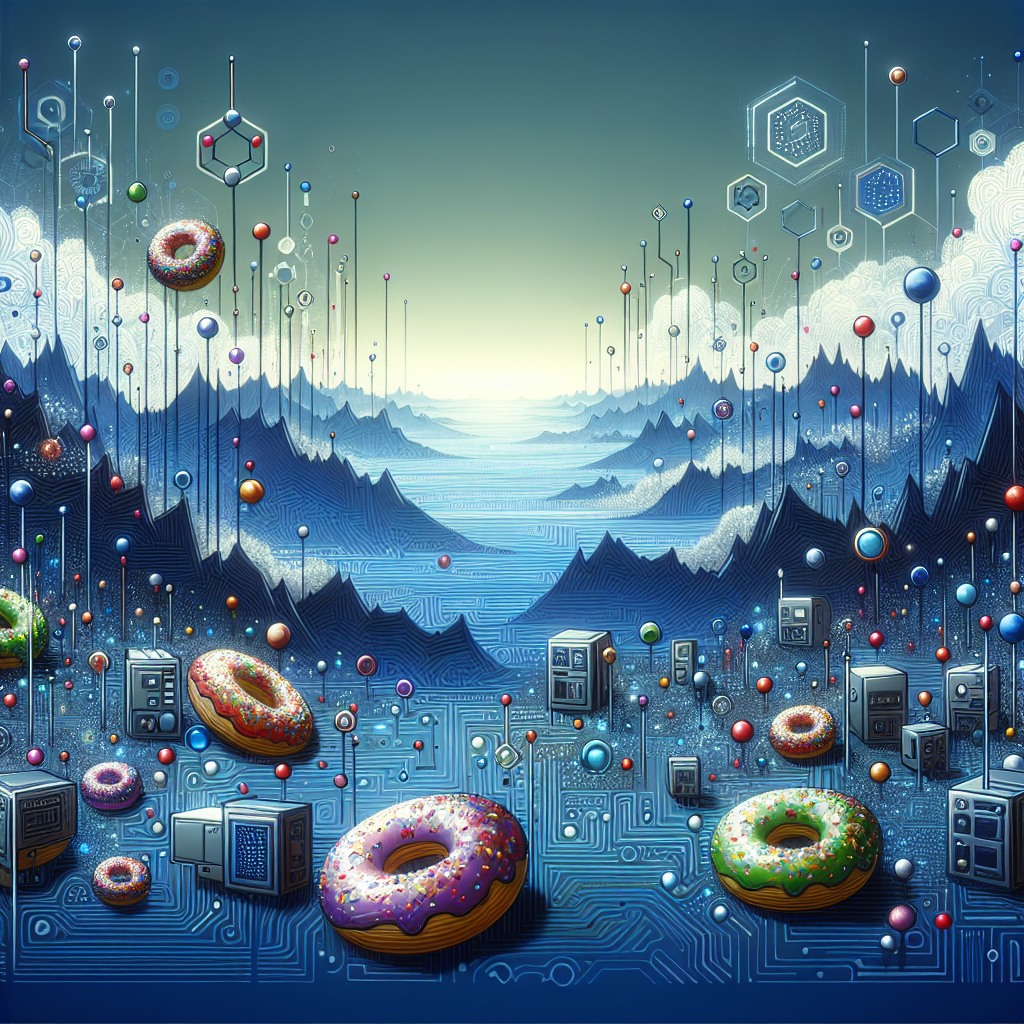 ALT text: A high-tech, futuristic image featuring IT security news. Small donuts are hidden throughout the scene, adding a playful element to the serious theme of cybersecurity. The image visually represents the concept of uncovering and addressing vulnerabilities in digital systems.
