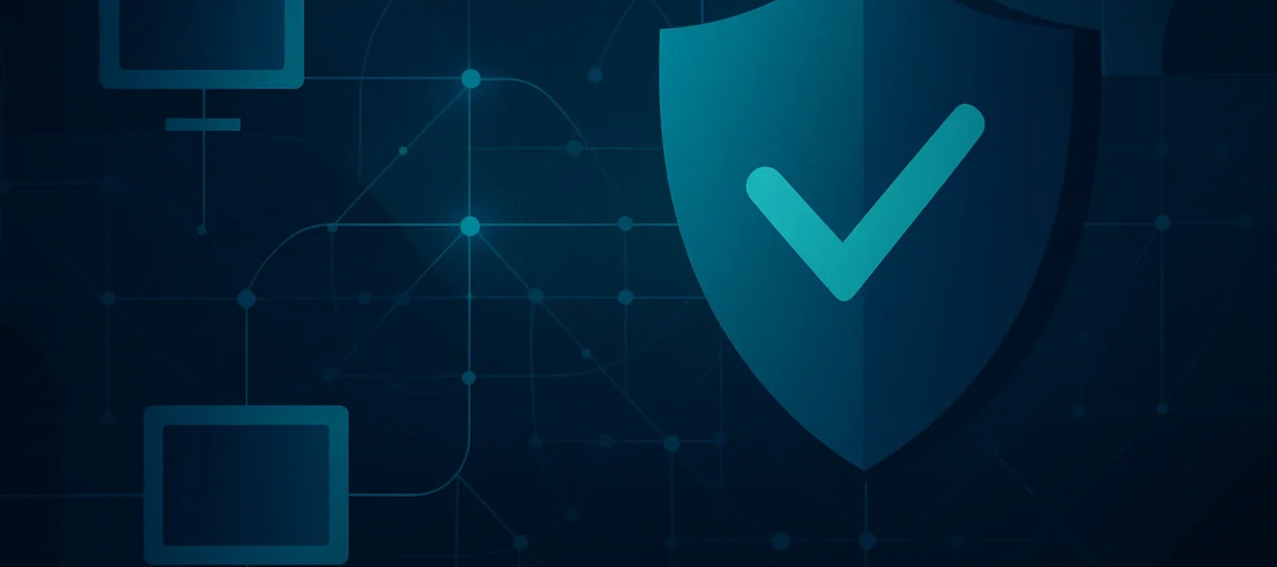 Ilustracija omrežne naprave Fortinet z opozorilnim simbolom, ki ponazarja varnostno ranljivost VPN-povezave
