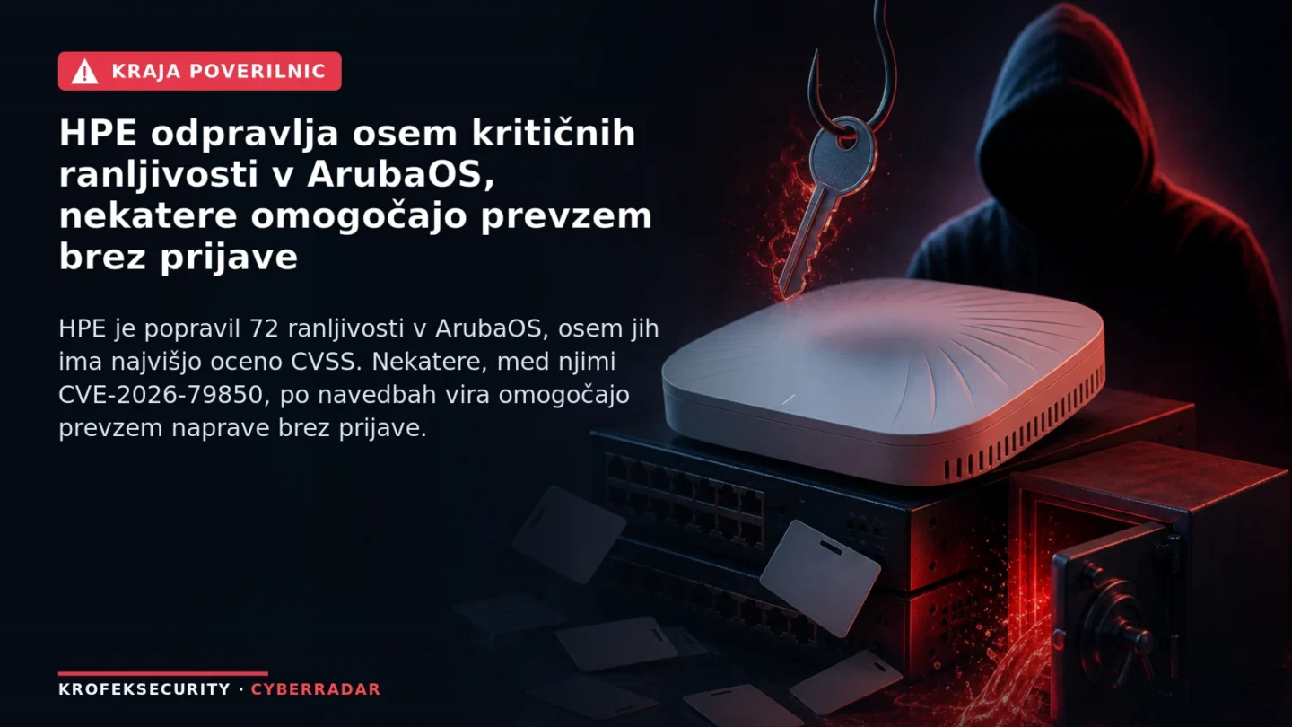 Omrežna oprema Aruba z opozorilno ikono za varnostno ranljivost